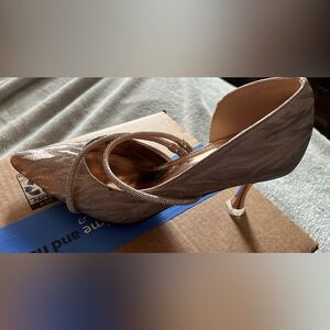 Champagne shoes size eight good for prom or wedding.used like new